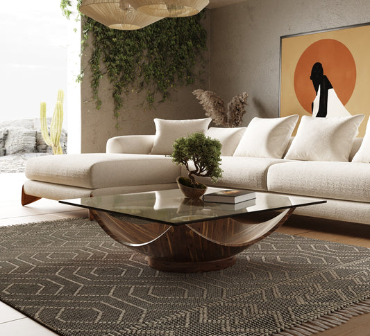 Modrest Sunset Modern Walnut Square Coffee Table