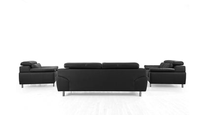 Divani Casa Grange Modern Black Leather Sofa Set