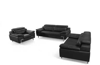 Divani Casa Grange Modern Black Leather Sofa Set