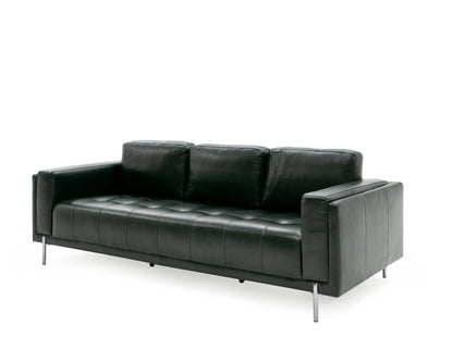 Divani Casa Schmidt Modern Black Leather Sofa 2 Chairs