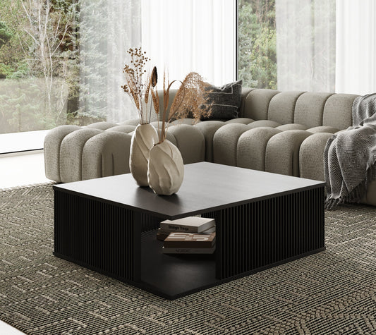 Modrest Alpine Modern Mid Century Black Ash Square Coffee Table