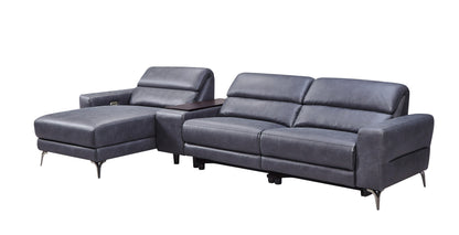 Divani Casa Laramie Modern Charcoal Grey Vegan Leather Left Facing Sectional With Power Recliners