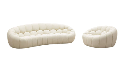 Divani Casa Yolonda Modern Curved Off-White Fabric Chair