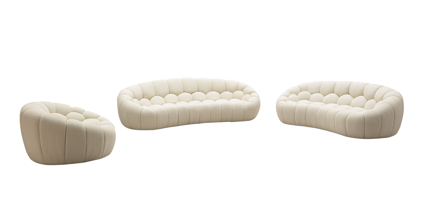 Divani Casa Yolonda Modern Curved Off-White Fabric Sofa Set