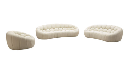 Divani Casa Yolonda Modern Curved Off-White Fabric Sofa Set