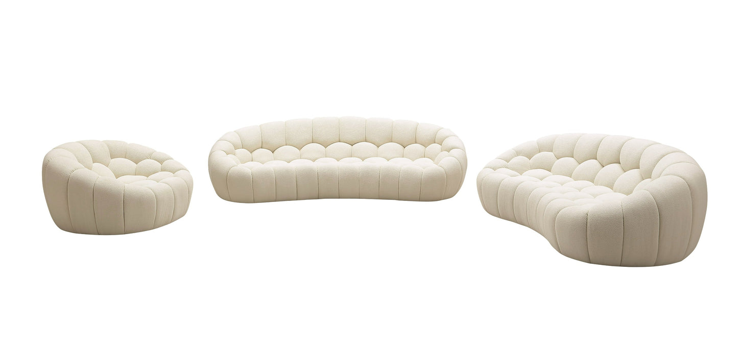 Divani Casa Yolonda Modern Curved Off-White Fabric Sofa Set