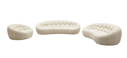 Divani Casa Yolonda Modern Curved Off-White Fabric Sofa Set
