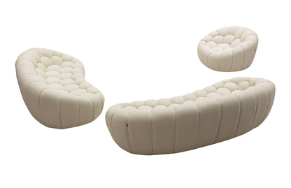 Divani Casa Yolonda Modern Curved Off-White Fabric Sofa Set