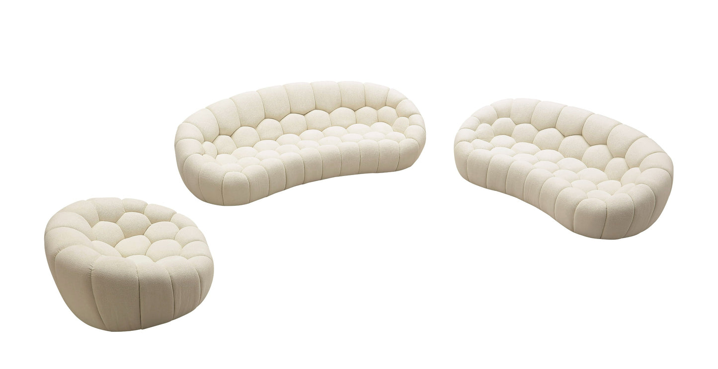 Divani Casa Yolonda Modern Curved Off-White Fabric Sofa Set