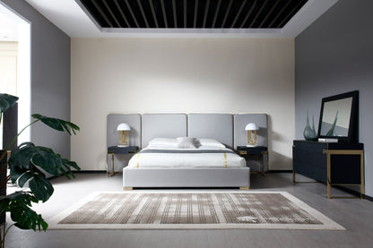 Modrest Athena Modern Light Grey Linen Gold Bed