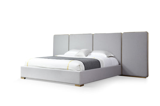 Modrest Athena Modern Light Grey Linen Gold Bed