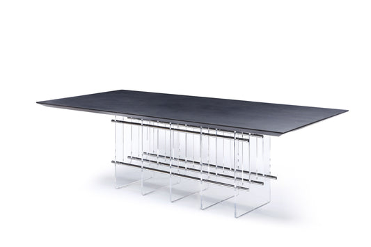 Modrest Inverness Contemporary Black Oak Acrylic Dining Table