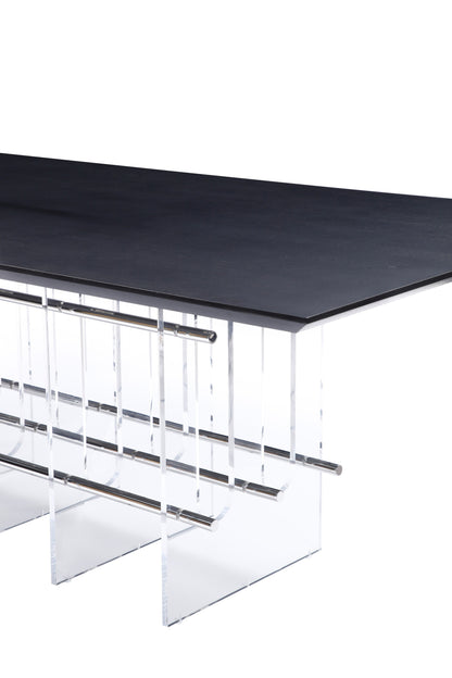 Modrest Inverness Contemporary Black Oak Acrylic Dining Table