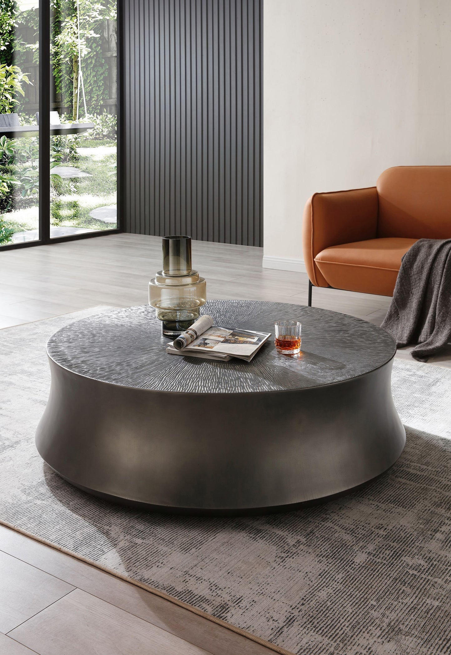 Modrest Airdrie Modern Antique Grey Round Coffee Table Set