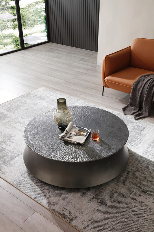 Modrest Airdrie Modern Antique Grey Large Round Coffee Table