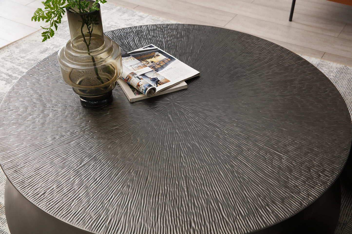 Modrest Airdrie Modern Antique Grey Round Coffee Table Set