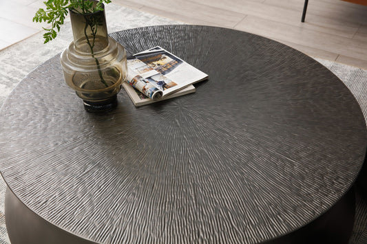 Modrest Airdrie Modern Antique Grey Round Coffee Table Set