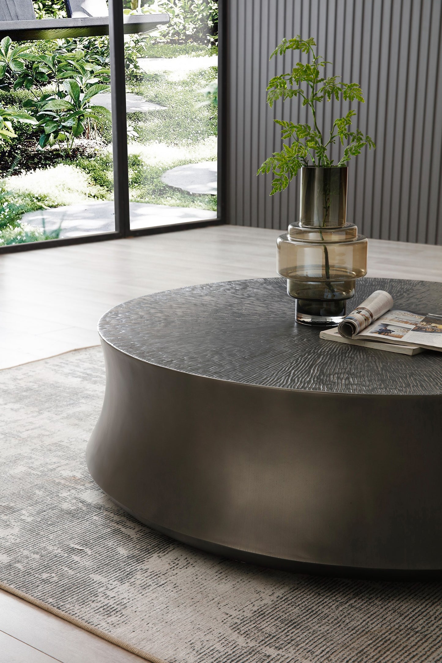 Modrest Airdrie Modern Antique Grey Small Round Coffee Table