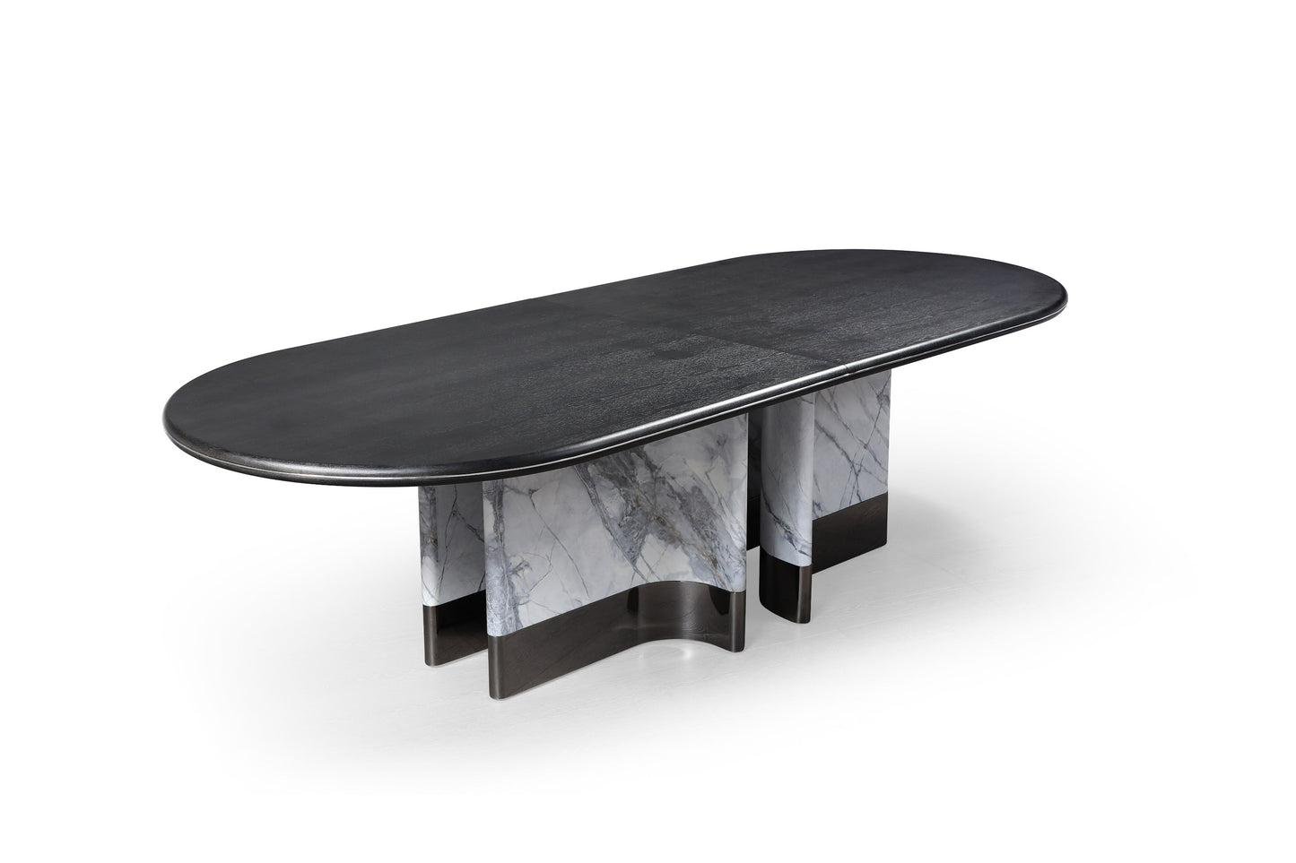 Modrest Renfew Modern Black Oak Faux Marble Oval Dining Table
