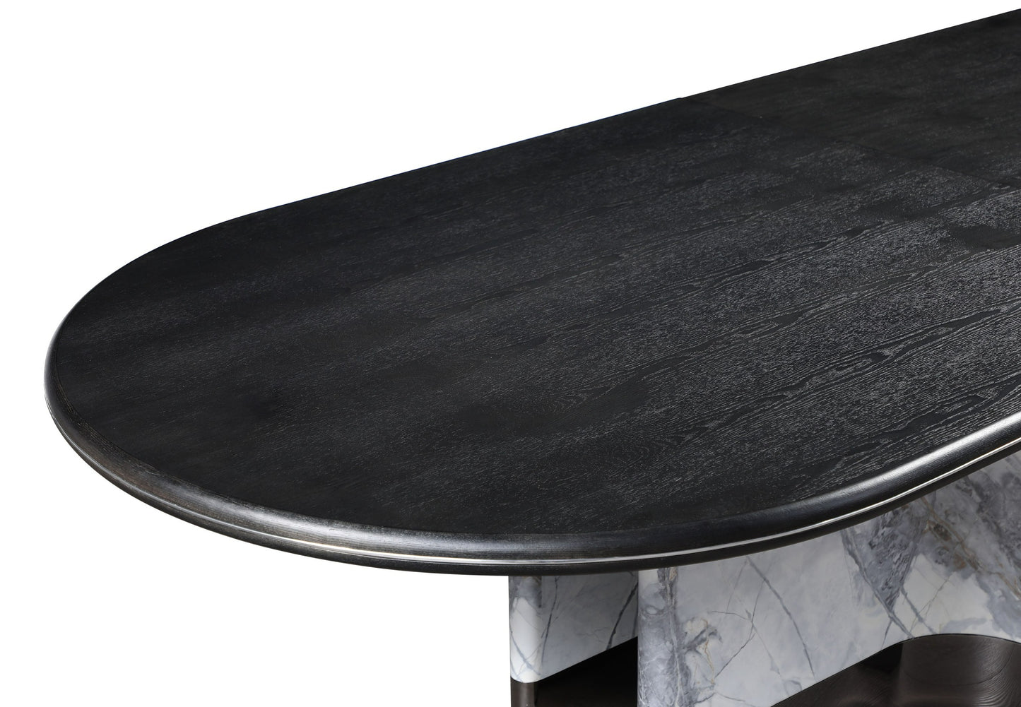 Modrest Renfew Modern Black Oak Faux Marble Oval Dining Table