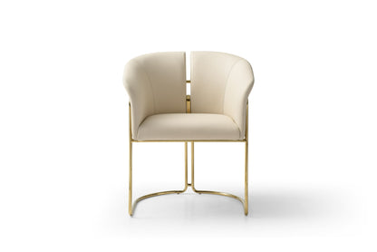 Modrest Renfew Modern Beige Vegan Leather Champagne Gold Dining Chair