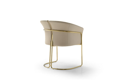 Modrest Renfew Modern Beige Vegan Leather Champagne Gold Dining Chair