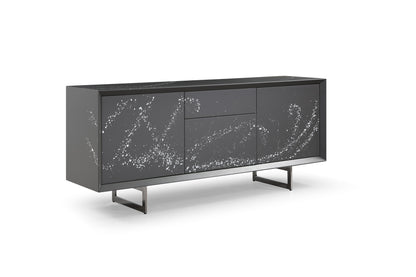 Modrest Hawick Contemporary Dark Grey Abstract White Paint Buffet