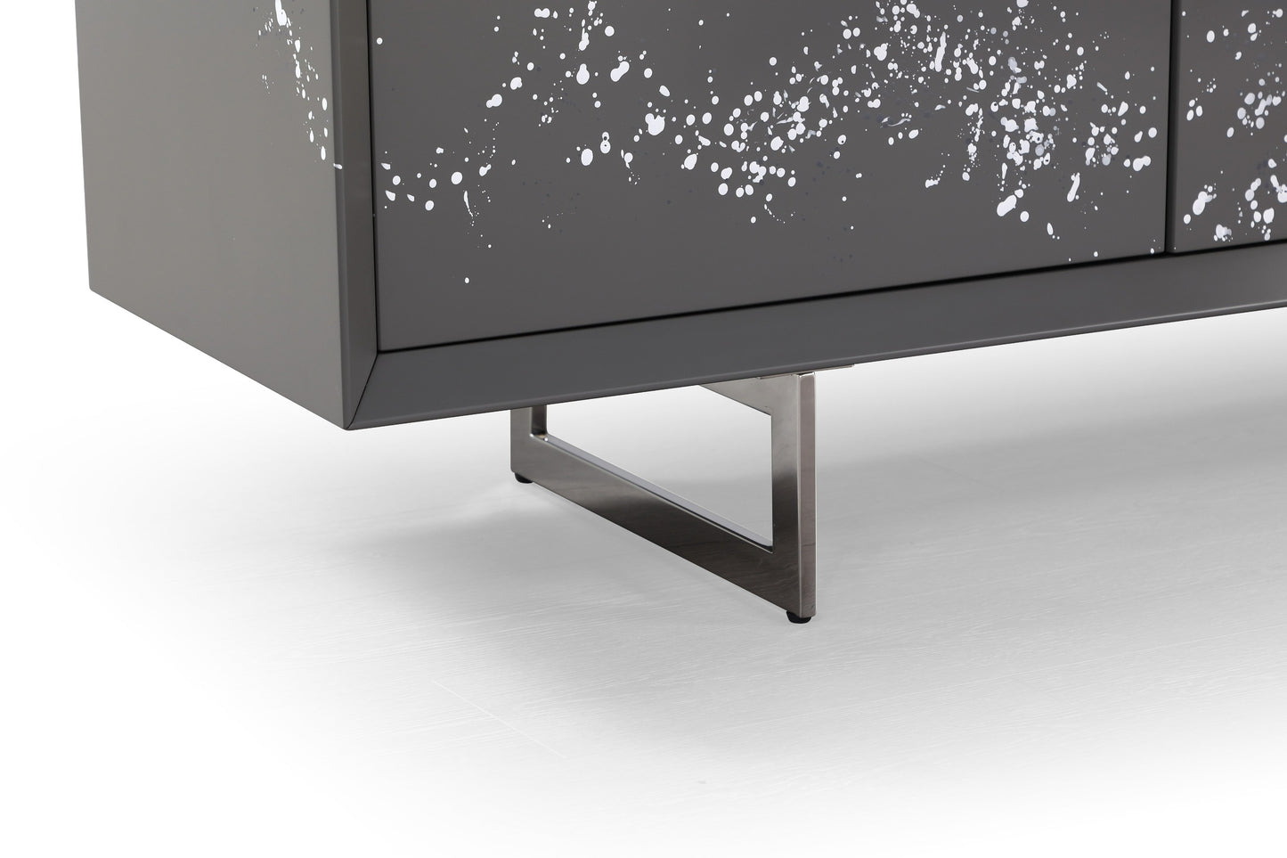 Modrest Hawick Contemporary Dark Grey Abstract White Paint Buffet