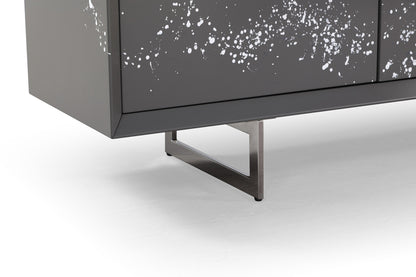 Modrest Hawick Contemporary Dark Grey Abstract White Paint Buffet