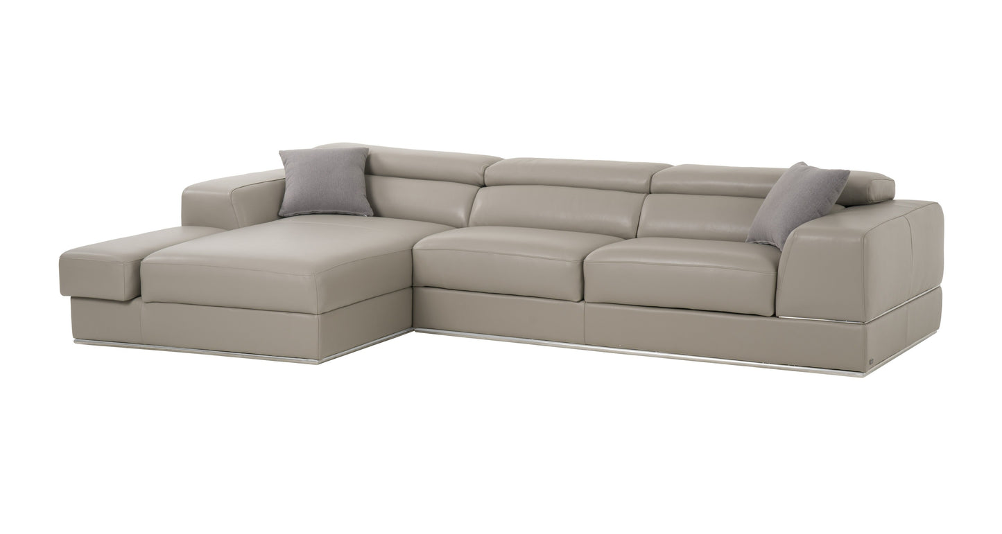 Divani Casa Pella Mini Modern Grey Italian Leather Left Facing Sectional Sofa