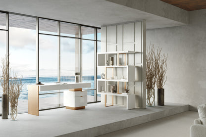 Modrest Maze Modern White and Gold Bookcase