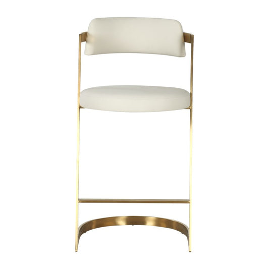 Modrest Shandra Beige Pleather Gold Counter Stool