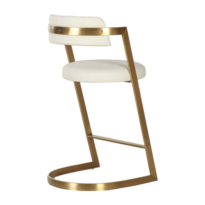 Modrest Shandra Beige Pleather Gold Counter Stool