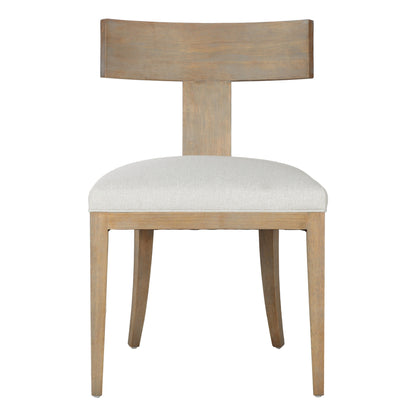 Modrest Fabien Mid-Century Modern Beige Linen Wood Dining Chair