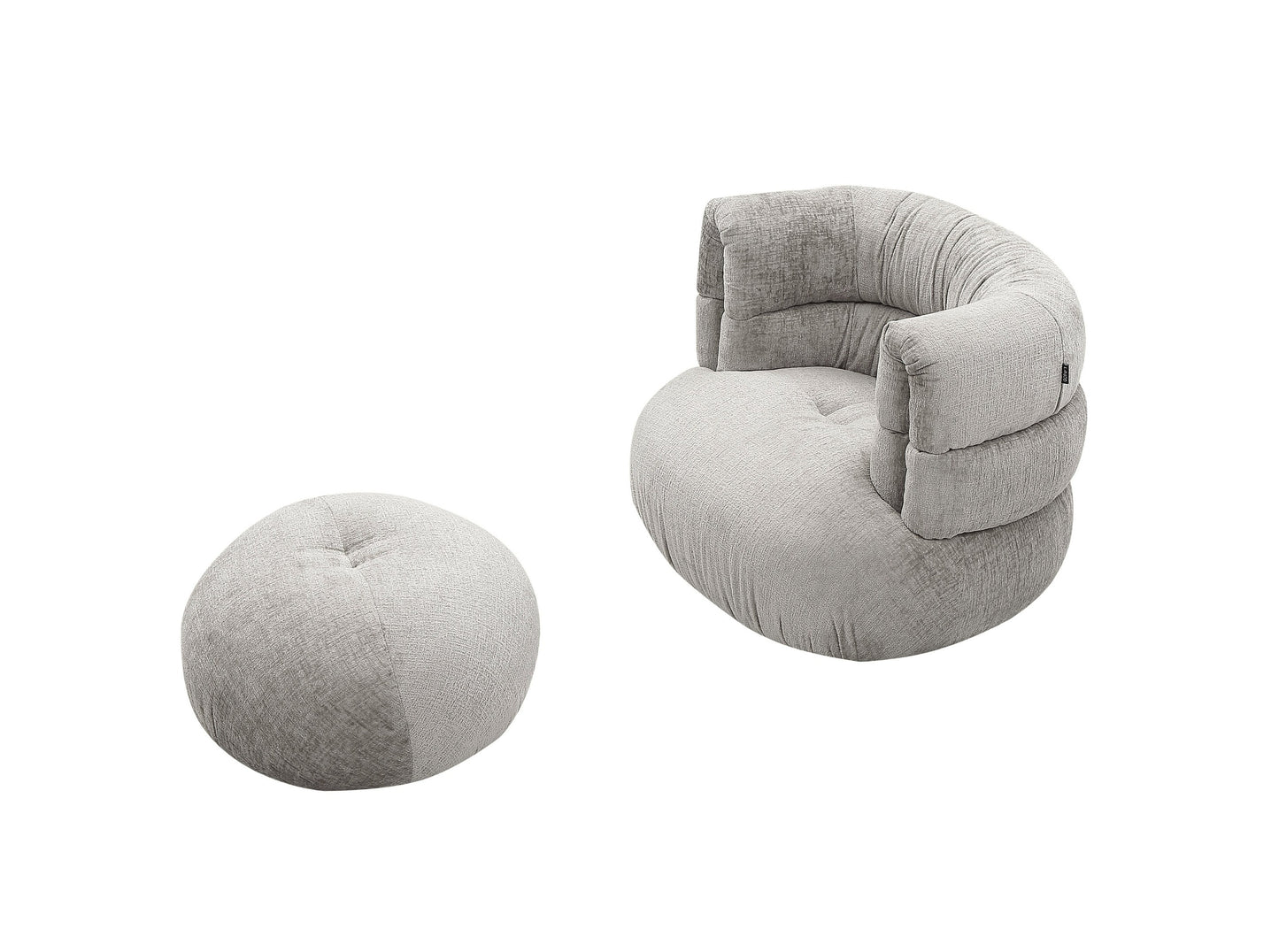 Divani Casa Shay Modern Grey Fabric Accent Chair Ottoman
