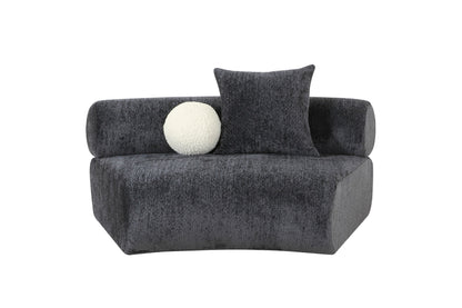 Divani Casa Simpson Contemporary Dark Grey Fabric Curved Modular Sectional Sofa with Throw Pillows