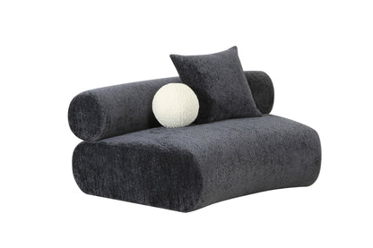 Divani Casa Simpson Contemporary Dark Grey Fabric Curved Modular Sectional Sofa with Throw Pillows