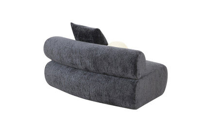 Divani Casa Simpson Contemporary Dark Grey Fabric Curved Modular Armless Seat with Throw Pillows