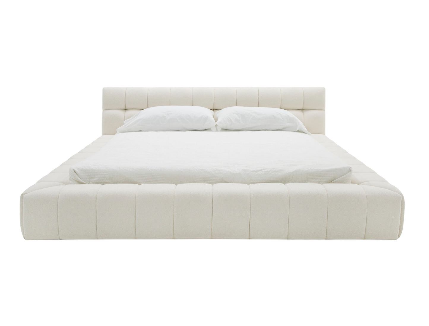 Divani Casa Tyree Modern Tufted Off-White Fabric Bed