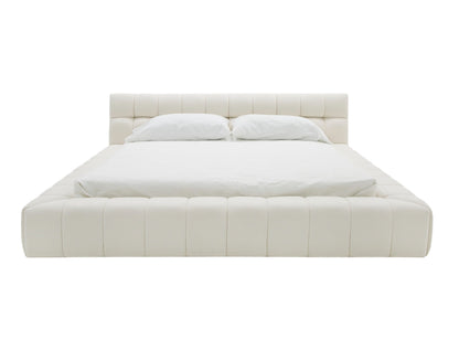 Divani Casa Tyree Modern Tufted Off-White Fabric Bed