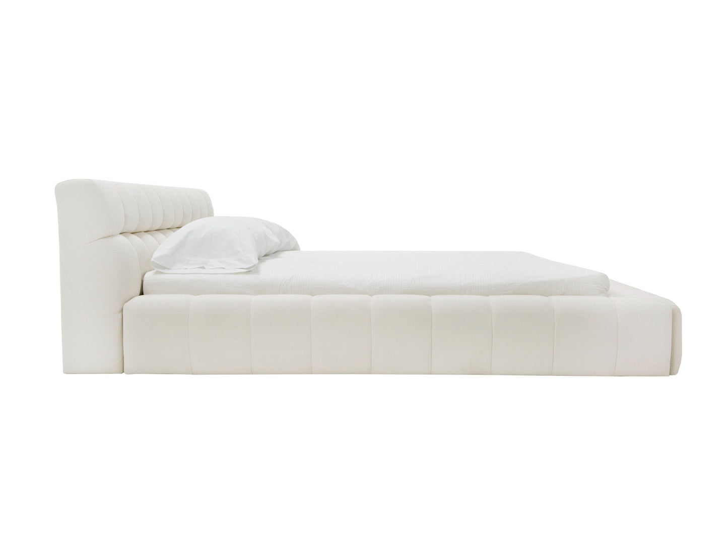 Divani Casa Tyree Modern Tufted Off-White Fabric Bed