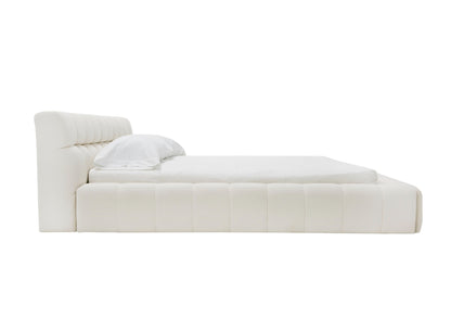 Divani Casa Tyree Modern Tufted Off-White Fabric Bed