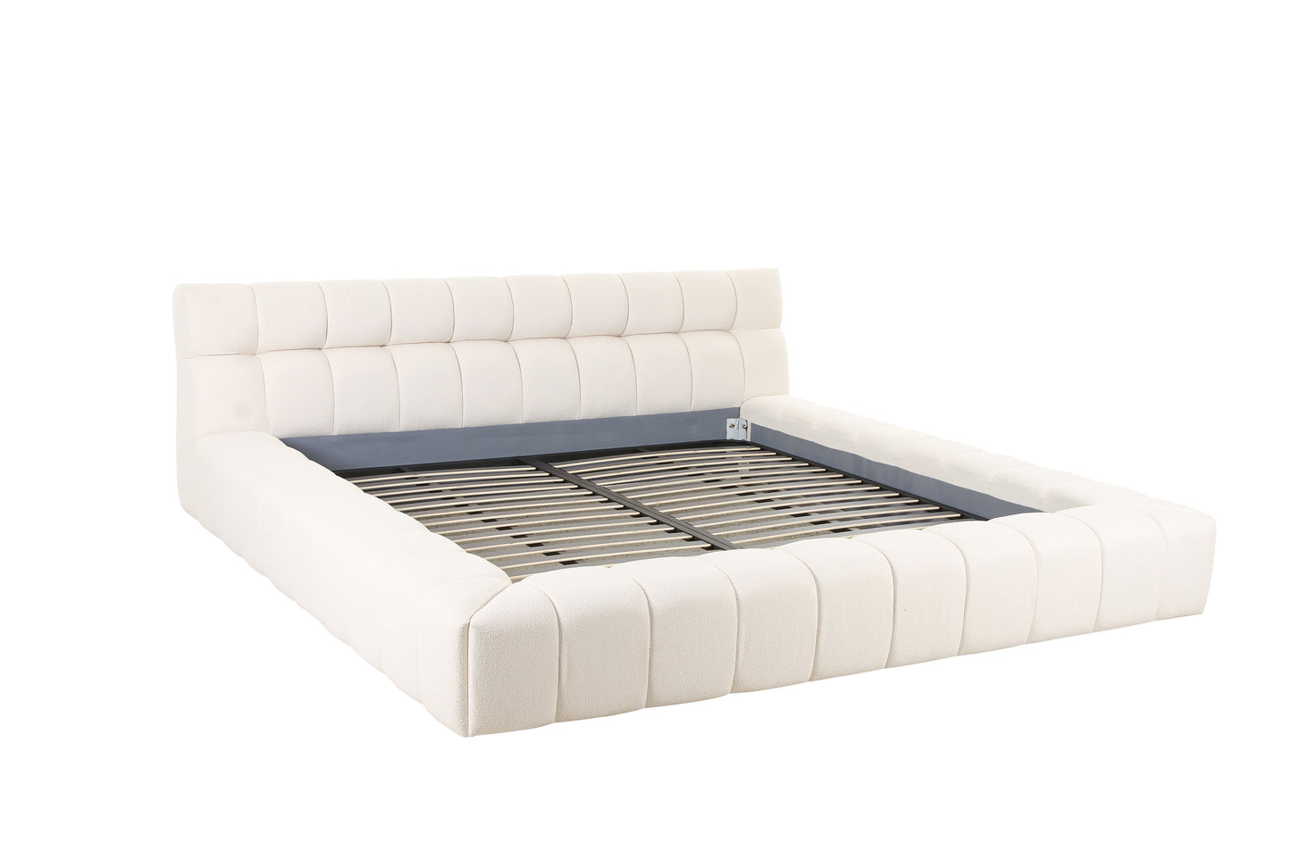 Divani Casa Tyree Modern Tufted Off-White Fabric Queen Bed