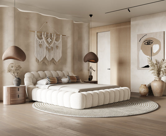 Divani Casa Yolonda Modern Off-White Fabric Bed