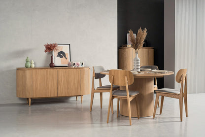 Modrest Miami Modern Natural Oak Round Dining Table With Extension