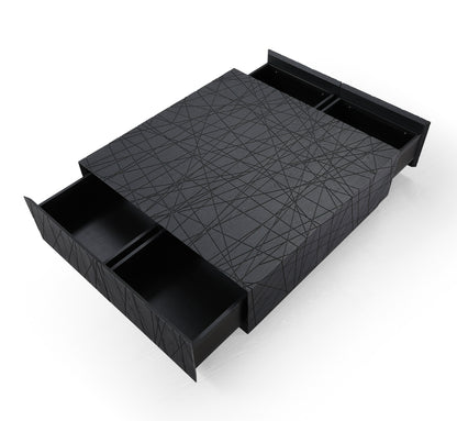 Modrest Kenda Modern Black Oak Square Coffee Table With Storage