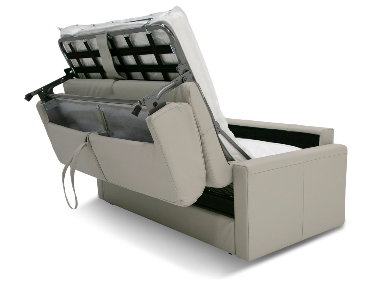 Lamod Italia Revers Italian Modern Light Grey Leather Full Sofa Bed