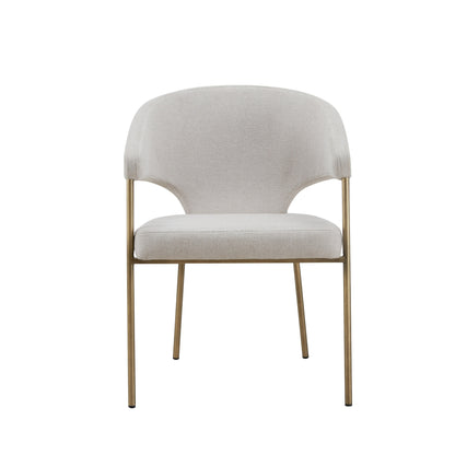 Modrest Claudine Modern Off-White Fabric and Brass Dining Chair