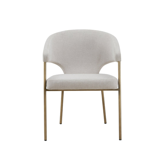 Modrest Claudine Modern Off-White Fabric and Brass Dining Chair