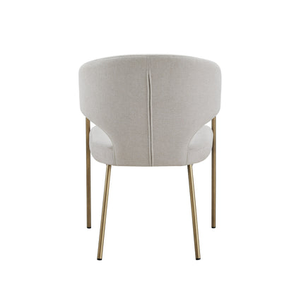 Modrest Claudine Modern Off-White Fabric and Brass Dining Chair